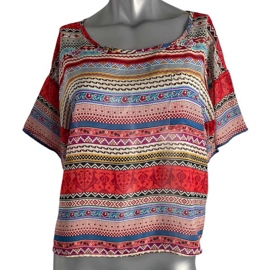 Women's Short Sleeve Blouse All Over Print Size S